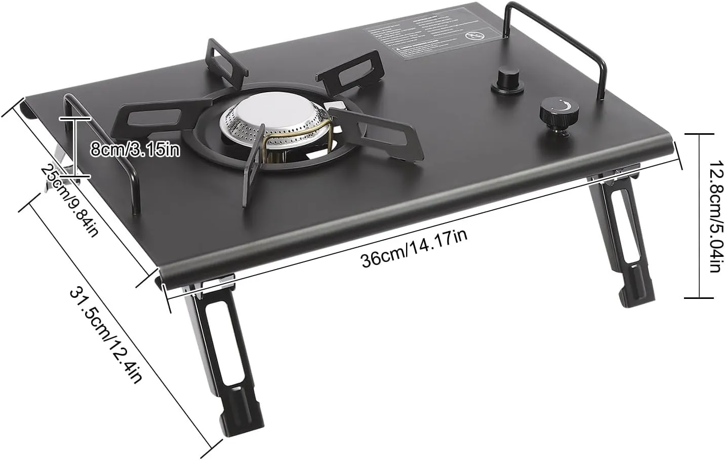 Portable Gas Stove, 2.7KW Electronic Ignition Camping Cooking Stove with Adjustable Burners & Handle, Folding Design, for Outdoor Hiking Picnic Kitchen Emergency Stove (Black)