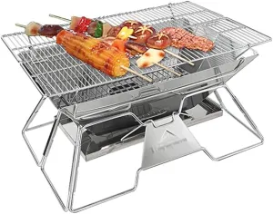Portable Grills Folding Fire Table BBQ, rotisserie household stove, height adjustable for Outdoor Cooking Camping Beach Traveling Picnic Backyard Camping BBQ
