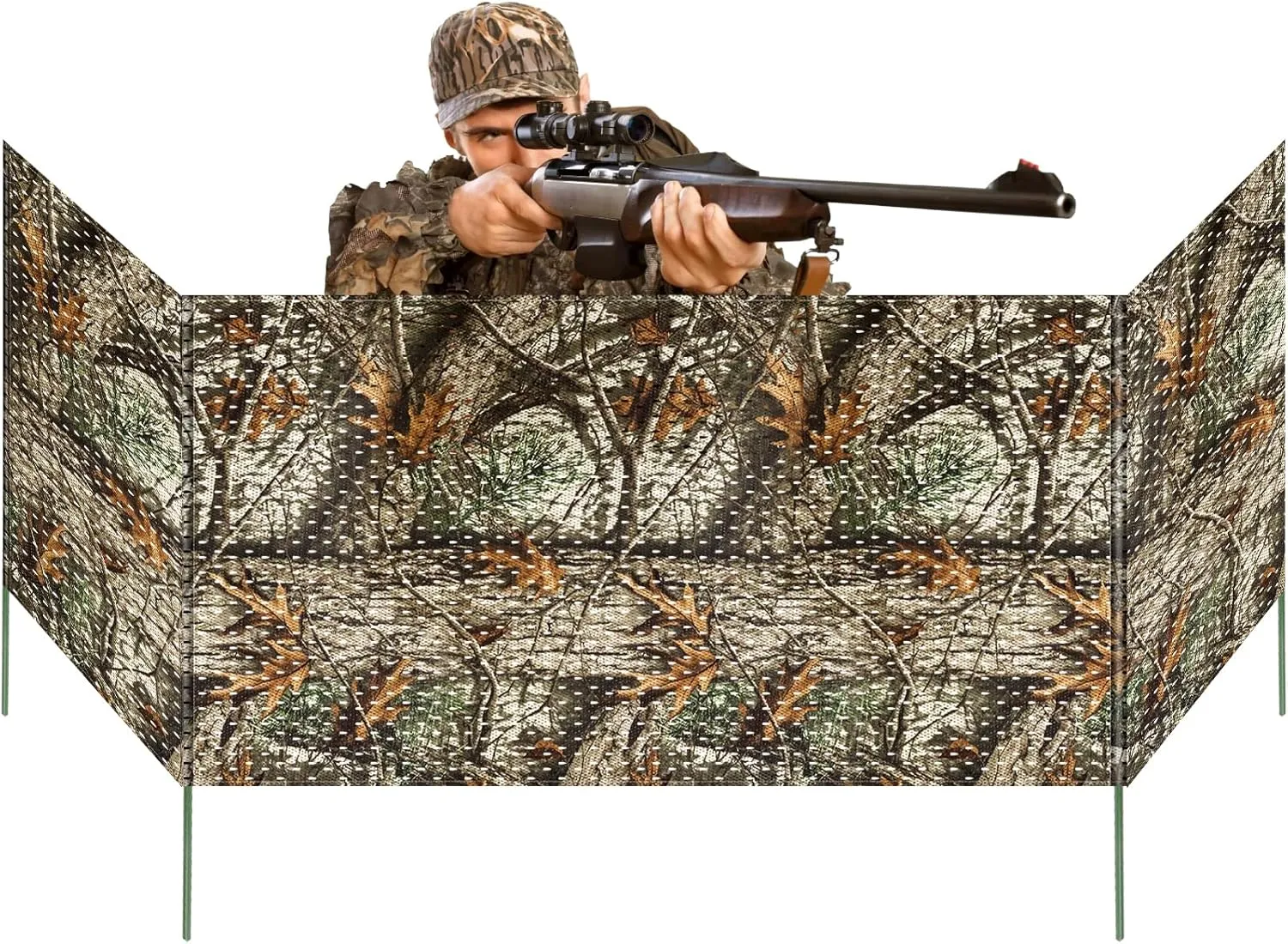 Portable Ground Blinds for Turkey Deer Hunting, Three Panel Camo Hunting Blind for Easy Setup and Lightweight with Carry Bag, 88" L x 29.5" H