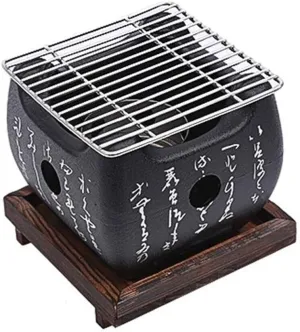 Portable Japanese BBQ Grill – Charcoal Barbecue Grill Pan, Aluminium Alloy Indoor/Outdoor Stove for Camping, Picnic & Beach