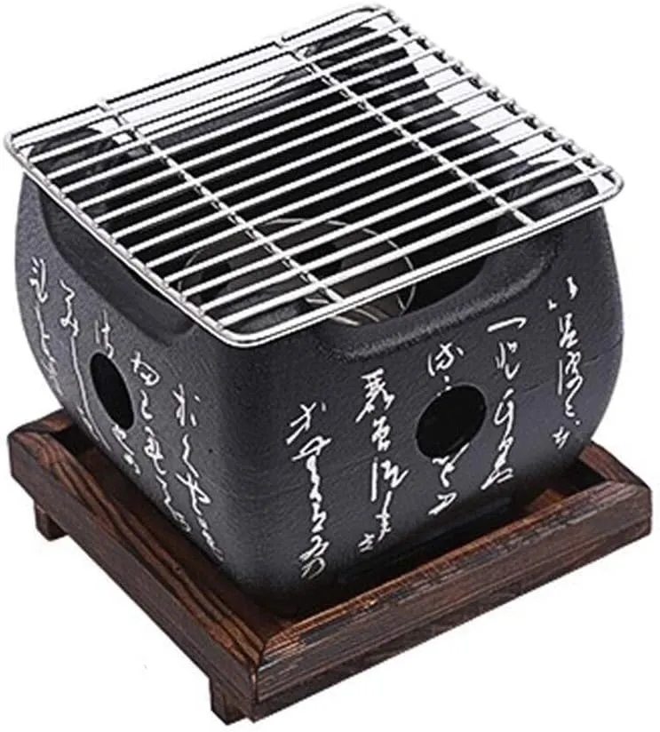 Portable Japanese BBQ Grill – Charcoal Barbecue Grill Pan, Aluminium Alloy Indoor/Outdoor Stove for Camping, Picnic & Beach