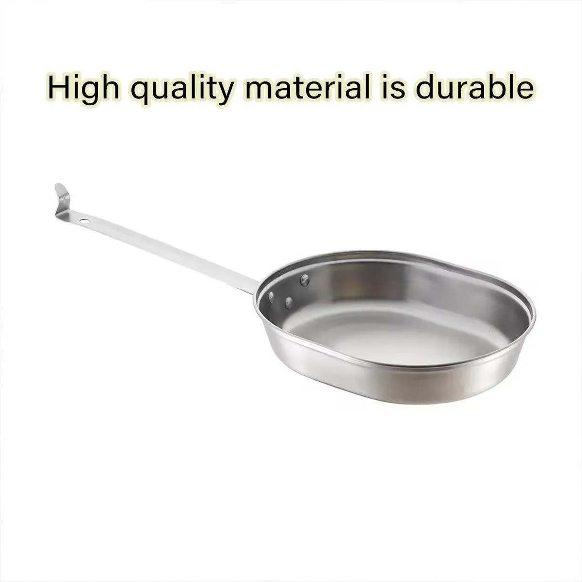 Portable Outdoor Stainless Steel Lunch Box Long Handle Oval Camping Cookware