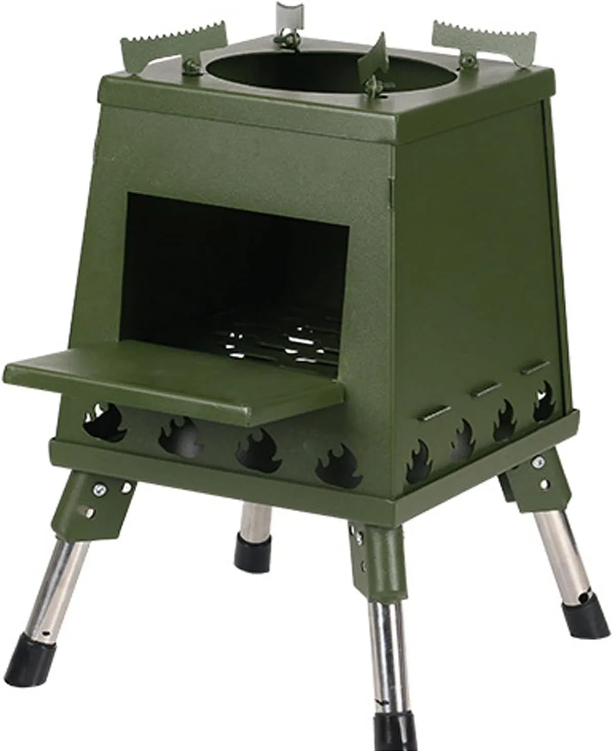 Portable Outdoor Wood Burning Stove, Camping Tent Stove with Adjustable Stable Bracket Thicked Stainless Steel Material Detachable Foldable Design, for Keeping Warm Cooking