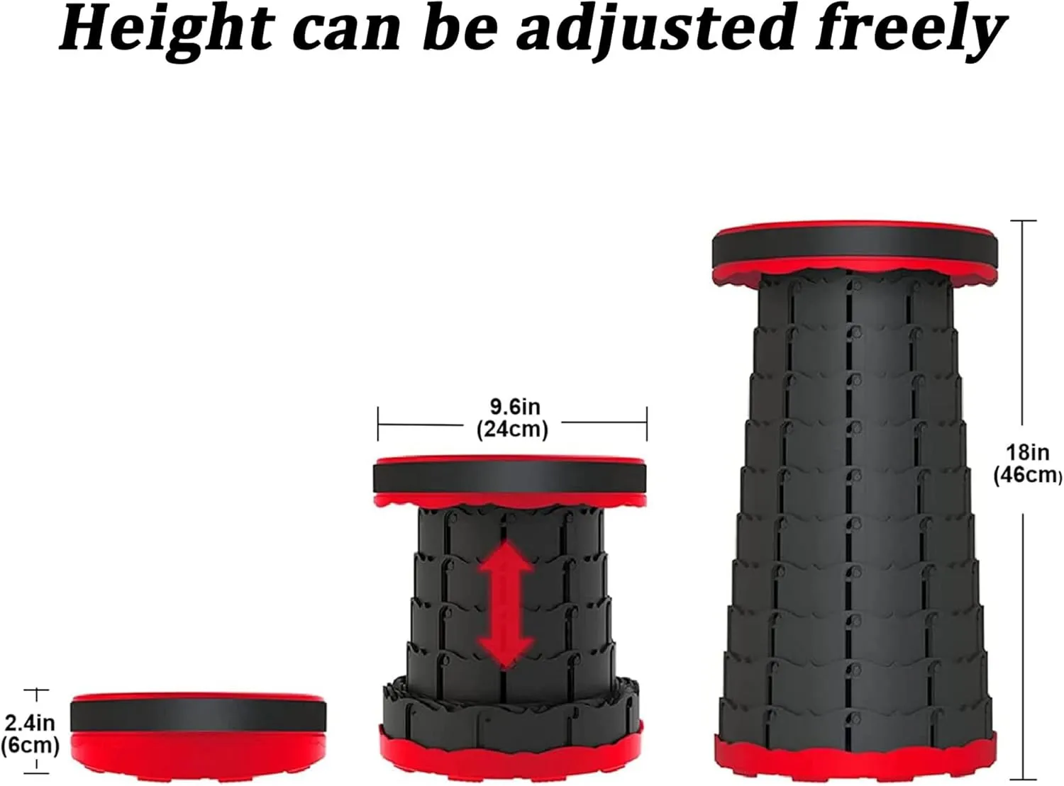 Portable Retractable Stool, Lightweight Folding Camping Stool, Load Capacity 150kg, Adjustable Height Collapsible Stool for Camping Fishing Hiking BBQ