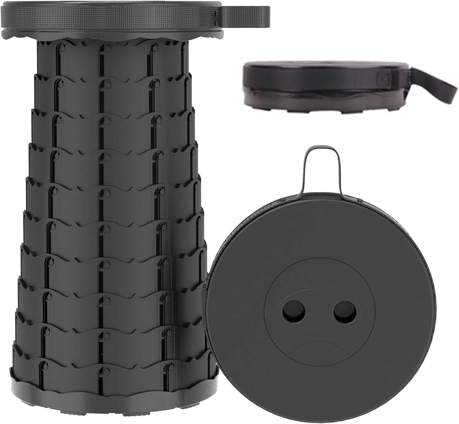 Portable Retractable Stool, Lightweight Folding Camping Stool, Load Capacity 150kg, Adjustable Height Collapsible Stool for Camping Fishing Hiking BBQ