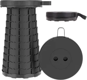 Portable Retractable Stool, Lightweight Folding Camping Stool, Load Capacity 150kg, Adjustable Height Collapsible Stool for Camping Fishing Hiking BBQ