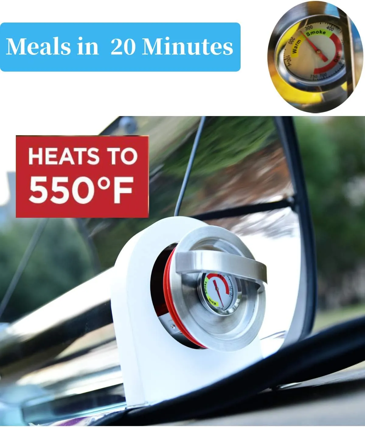 Portable Solar Oven – 4.5L Large Capacity Solar Cooker with Thermometer – Outdoor Camping Stove for Backpacking, Hiking, and Off-Grid Cooking (Serves 2-3 People)