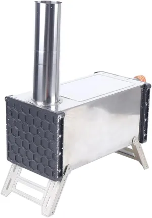 Portable Wood Burning Camping Stove with Large Fuel Chamber Best for Picnic, BBQ