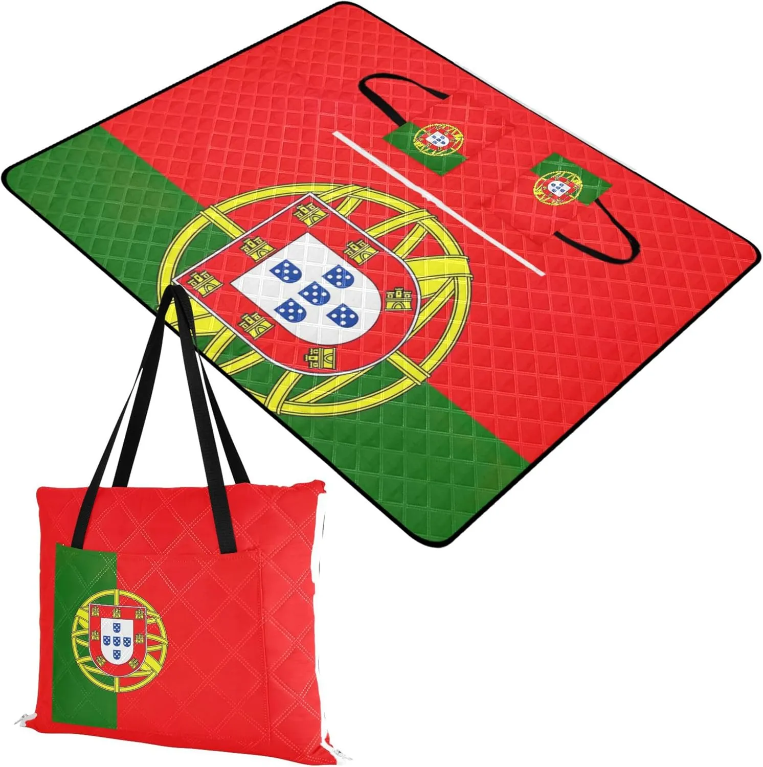 Portugal Flag Cute Picnic Essentials Foldable Waterproof Beach Blanket Sandproof Outdoor Blanket Camping Mat 80" x 60"