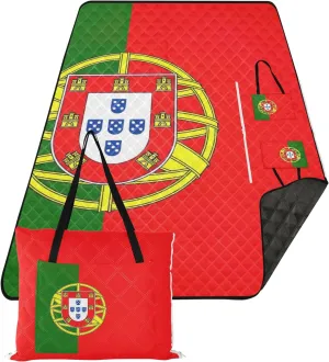 Portugal Flag Cute Picnic Essentials Foldable Waterproof Beach Blanket Sandproof Outdoor Blanket Camping Mat 80" x 60"