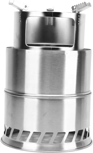 Potable Camping Stove, Stainless Steel Wood Stove, Compact Backpacking Stove with Storage Bag for Indoor, Outdoor, Camping, BBQ