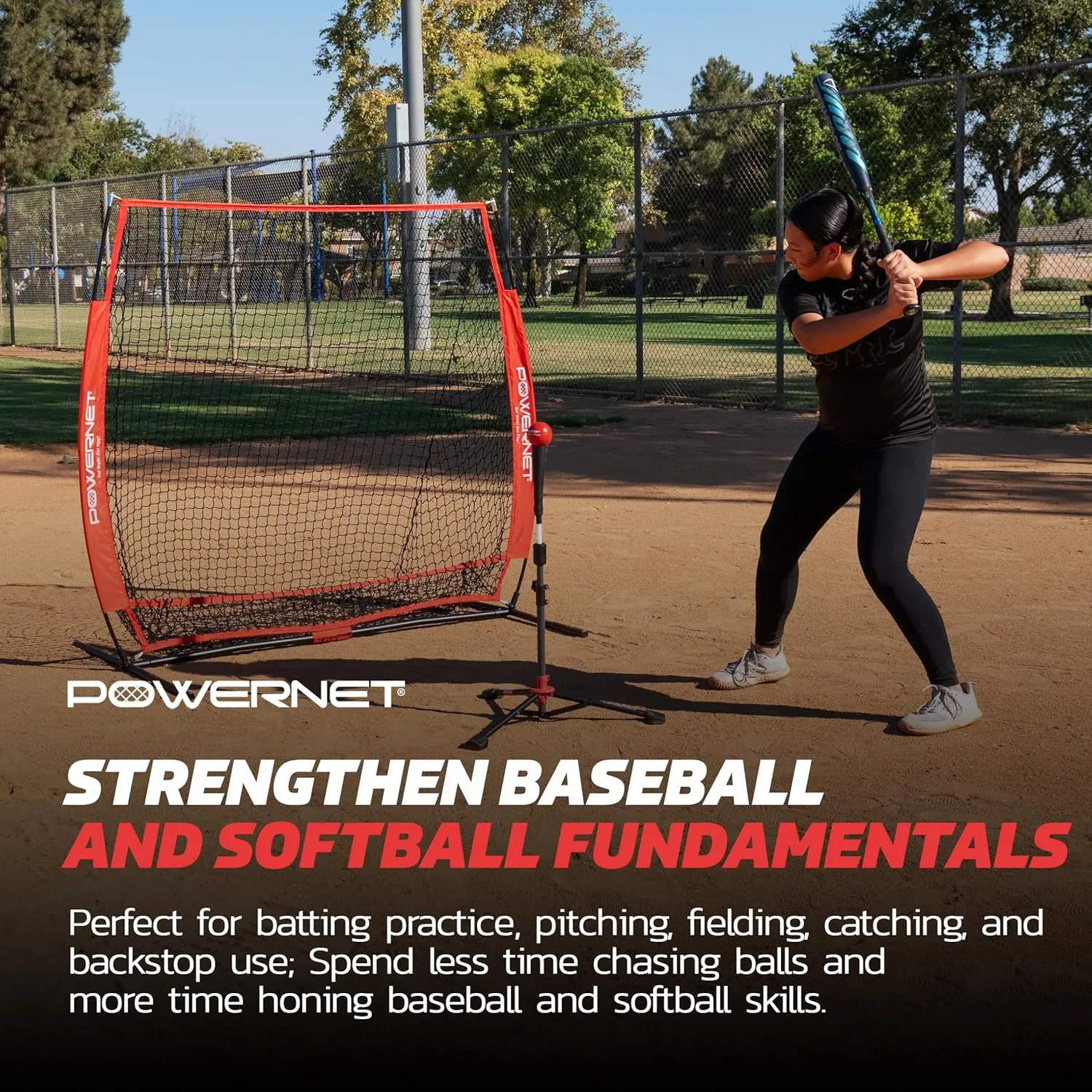 PowerNet Baseball Net Bundle, 5x5 Travel Net With Softball Accessories for Hitting, Pitching, Training Equipment, Weighted Ball, Tee