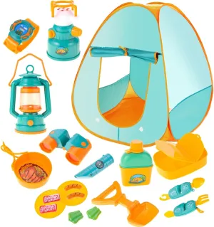 PowerTRC Pop Up Play Tent with Kids Camping Gear and Accessories | Outdoor and Indoor Camping Tool Set for Kids Ages 3 and Up | Great Camping Toy Gift for Boys and Girls