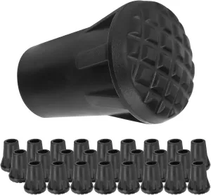 Premium Heavy Duty Rubber Walking Stick Tips 25pcs/Pack Enhance Stability, Reduce Noise and Vibration Durable Cane End Protectors for Trekking Poles and Walking Sticks