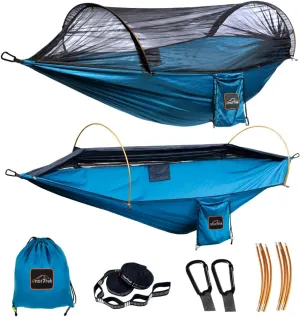 Professional Camping Hammocks with Mosquito Net, Lightweight Double for Camping, Hiking & Backpacking | Includes Two 10 FT Tree Straps, 230T Nylon Design
