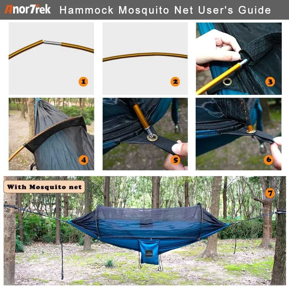Professional Camping Hammocks with Mosquito Net, Lightweight Double for Camping, Hiking & Backpacking | Includes Two 10 FT Tree Straps, 230T Nylon Design