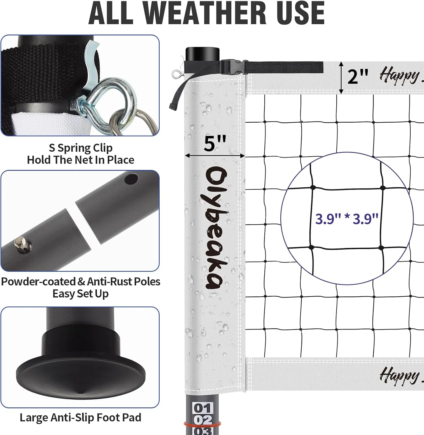 Professional Volleyball Net Set for Backyard Beach,Outdoor Height Adjustable Volleyball Net System with Heavy Duty Poles, Durable Net, PU Volleyball & Pump, Carry Bag