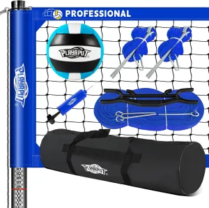 Professional Volleyball Net Set with Height Adjustable Aluminum Scoring Poles,PU Volleyball,Upgraded Anti-sag Winch,Carrying Bag,Heavy Duty Portable Volleyball Net for Backyard Beach Outdoor