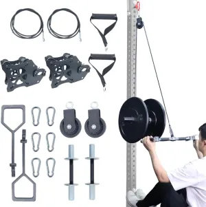 Pulley System Gym Power Rack Attachments Smith Machine Attachments Cable Pulley Attachments for Gym Home Cable Crossover Bench Press Deep Squat for 1" 2" Olympic Barbell 2" Weight Plate