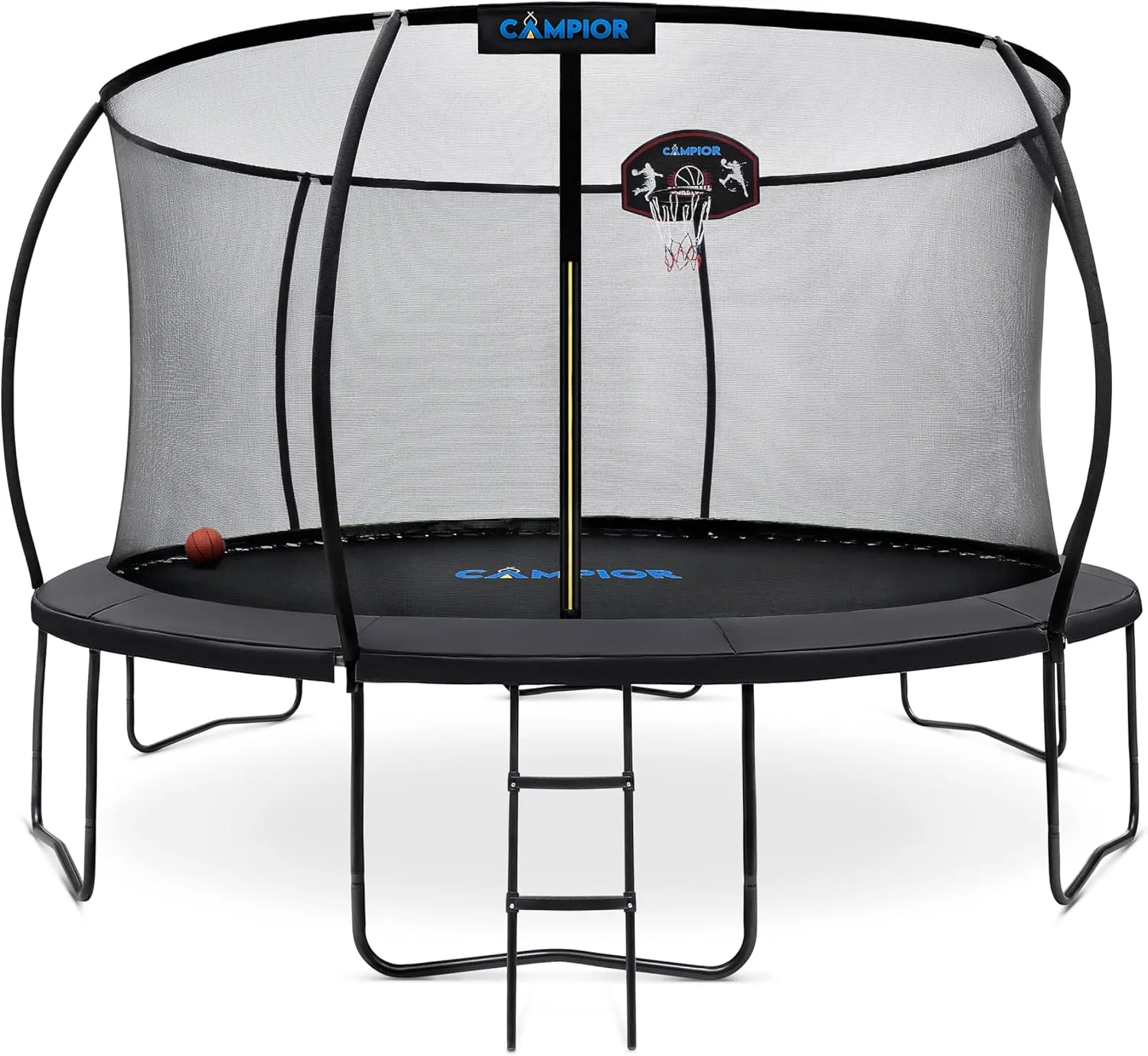 Pumpkin Trampoline with Basketball Hoop & Inner Enclosure - Safe, Durable,Family Fun - Heavy Duty Galvanized Springs - Waterproof Padding - Stable Base - Outdoor Backyard Style