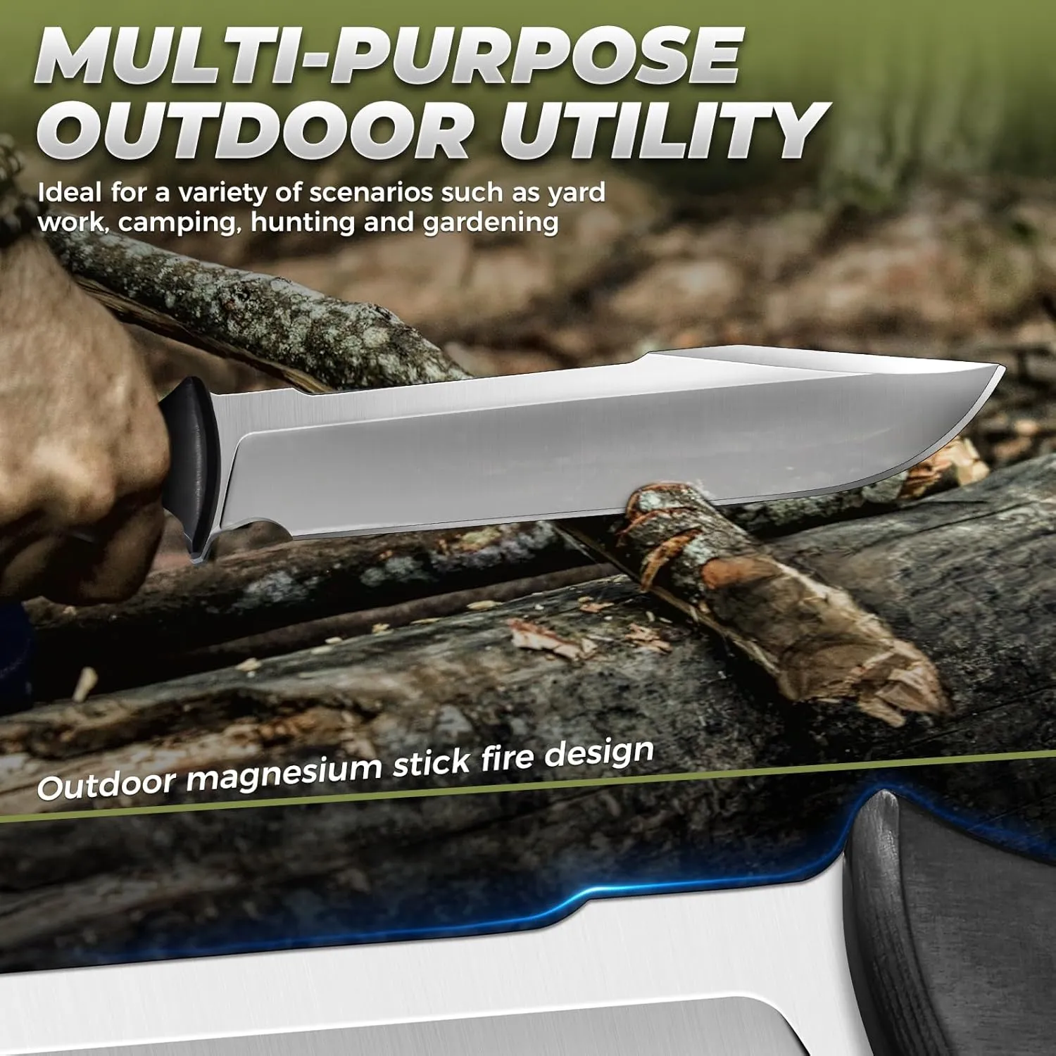 Purple Dragon Machete for Cutting Trees Heavy Duty - Fixed Blade Knife for Yard Work, Garden Clearing, Outdoor Survival, Bushcraft, Camping, Hunting – Includes Sheath