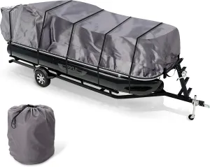 Pyle Boat Cover for Deck Boats - 21-24 ft Heavy Duty Pontoon Boat Cover, Waterproof Marine Grade Polyester, UV & Weather Resistant, Fits Beam Width up to 94", Storage Bag,