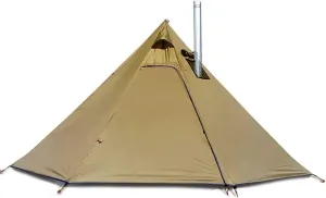 Pyramid Tent Tipi Hot Tents with Stove Hole Windows Outdoor Camping Family Teepee Indian Tent for 2-4 Person for Outdoor Travel Hiking Accessories