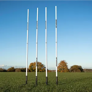 QUICKPLAY Screw Connected 2.5ft Training Poles - Set of 8 | Connect 2 Poles for 5ft Height | Available in 5 Colors with Grass or Astro Base Options | Foldable Design