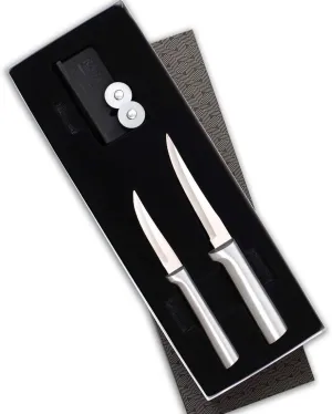 Rada Cutlery 2-Piece Paring Knife with Sharpener Set, Silver Handle