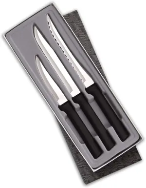 Rada Cutlery 3-Piece Cooking Essentials Knife Gift Set, Black Handles