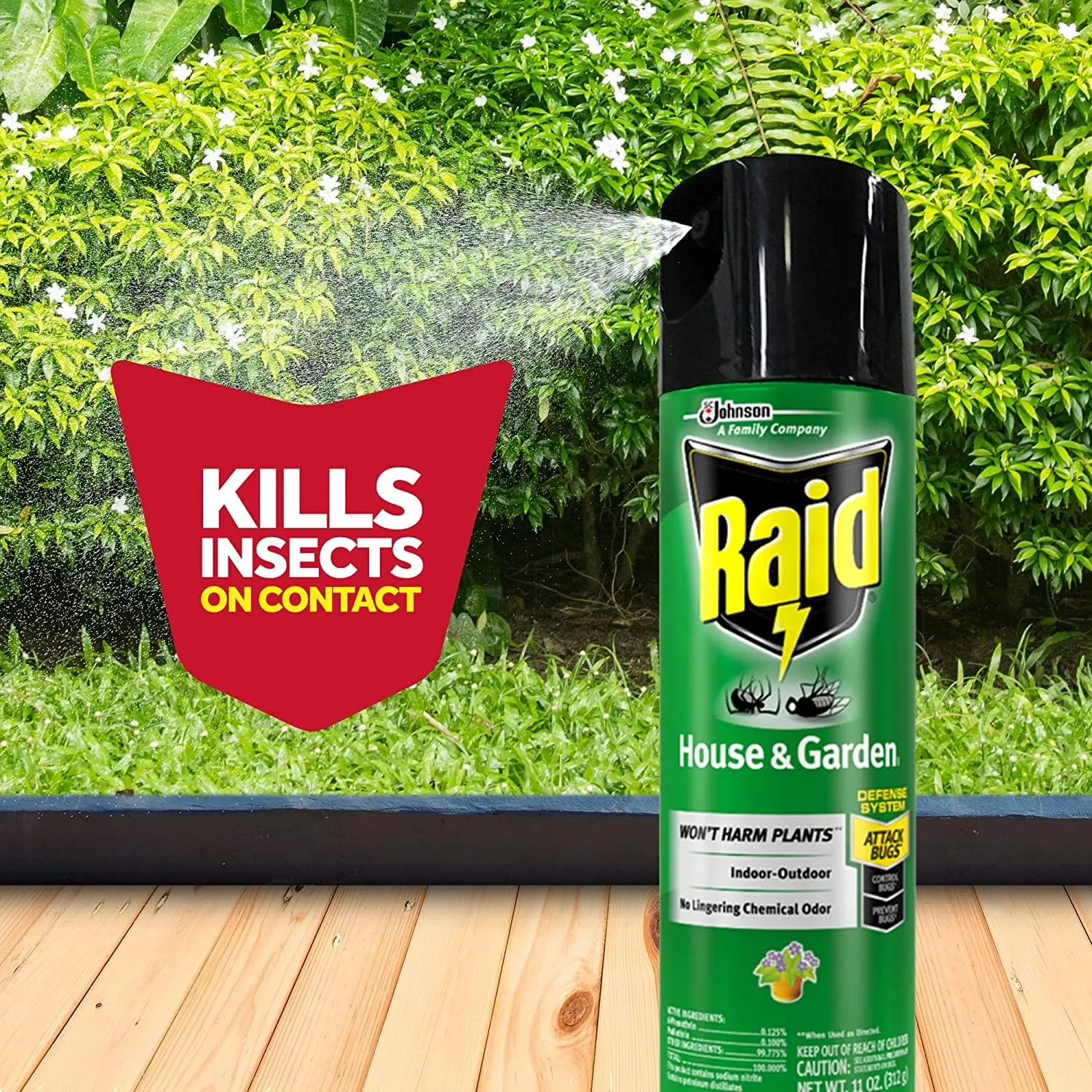 Raid House and Garden Insect Killer Insecticide Aerosol Spray - 11 Oz. (Pack of 12)