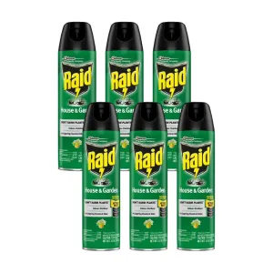 Raid House and Garden Insect Killer Insecticide Aerosol Spray - 11 Oz. (Pack of 6)