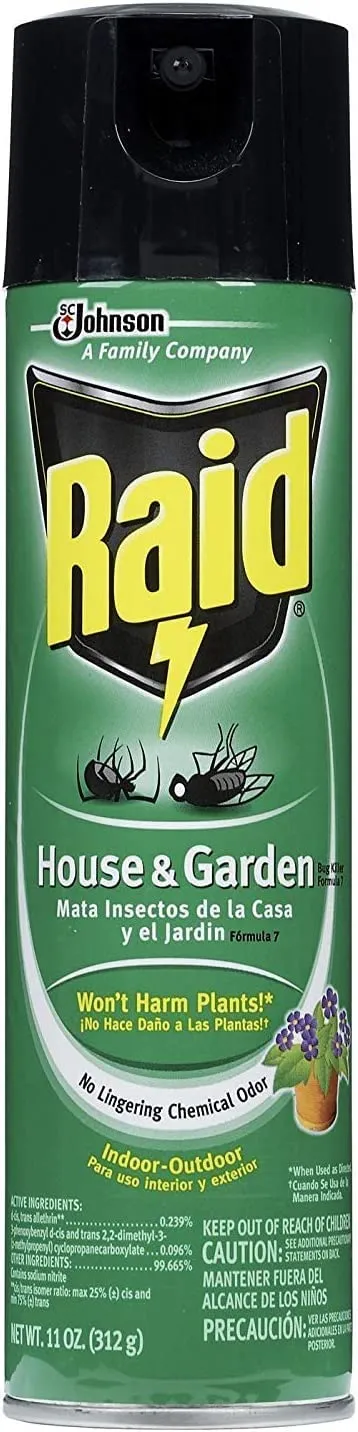 Raid House and Garden Insect Killer Insecticide Aerosol Spray - 11 Oz. (Pack of 6)