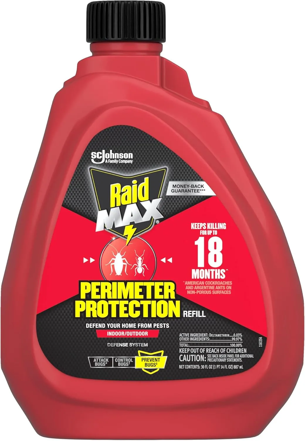 Raid Max Perimeter Protection Insecticide Spray, Indoor & Outdoor Use, 30 fl oz