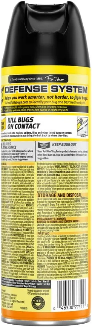 Raid Multi Insect Killer, Orange Breeze Scent Bug Killer for Indoor and Outdoor Use, Kills Bugs on Contact, 15 Oz (Pack of 2)