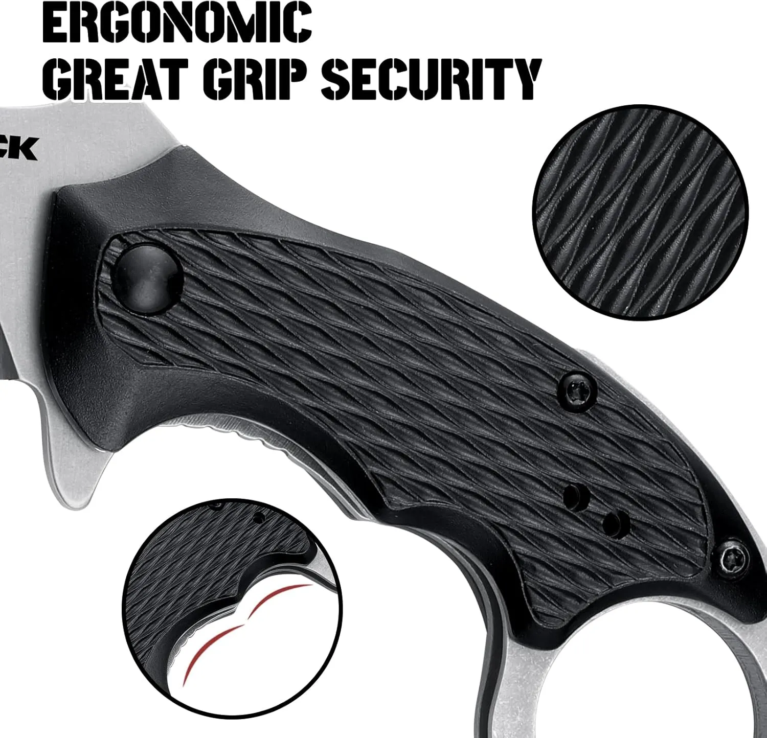 RBLACK Karambit Folding Knife for Men, Black Stainless Steel Blade, Aluminum Handle with Clip, Small Pocket Knives for EDC Camping Fishing Hiking Outdoor