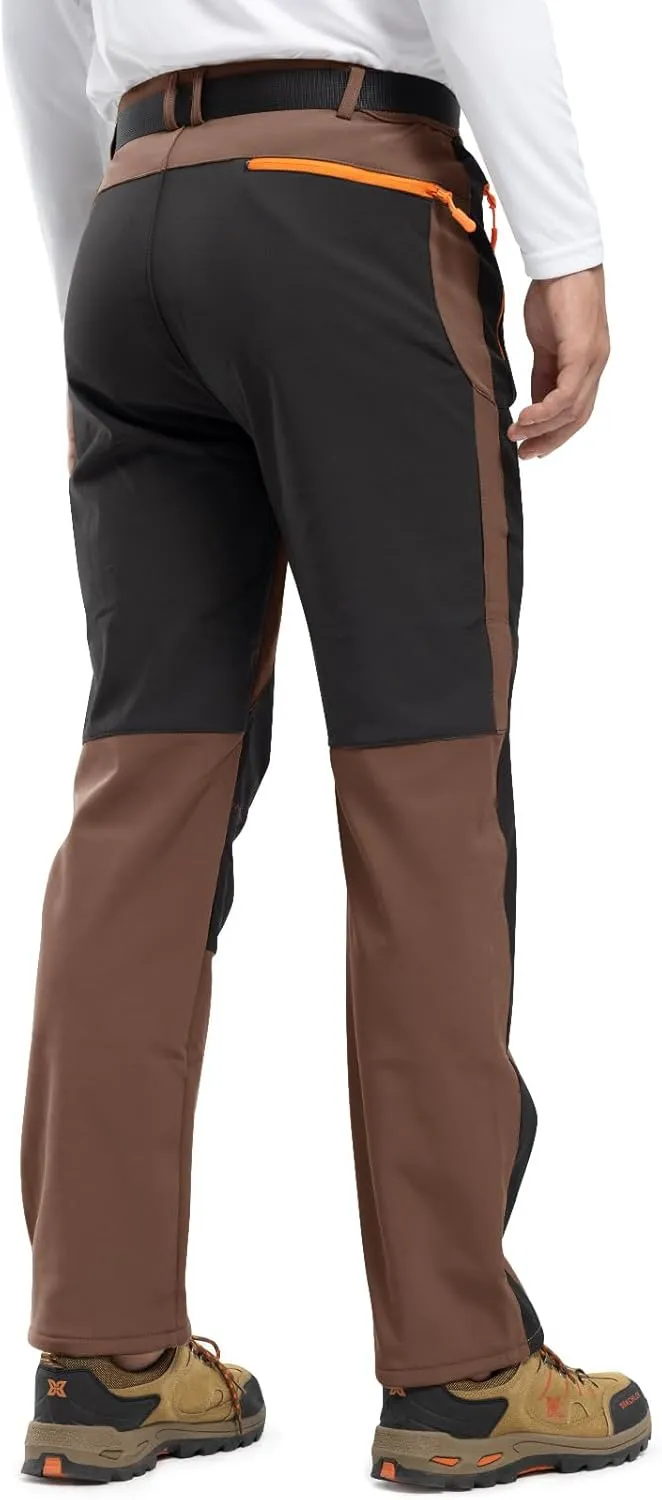 Rdruko Men's Snow Ski Pants Waterproof Insulated Winter Outdoor Snowboard Hiking Fleece Pants with Belt