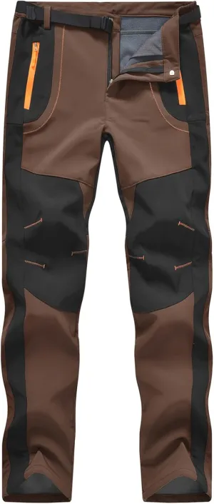 Rdruko Men's Snow Ski Pants Waterproof Insulated Winter Outdoor Snowboard Hiking Fleece Pants with Belt