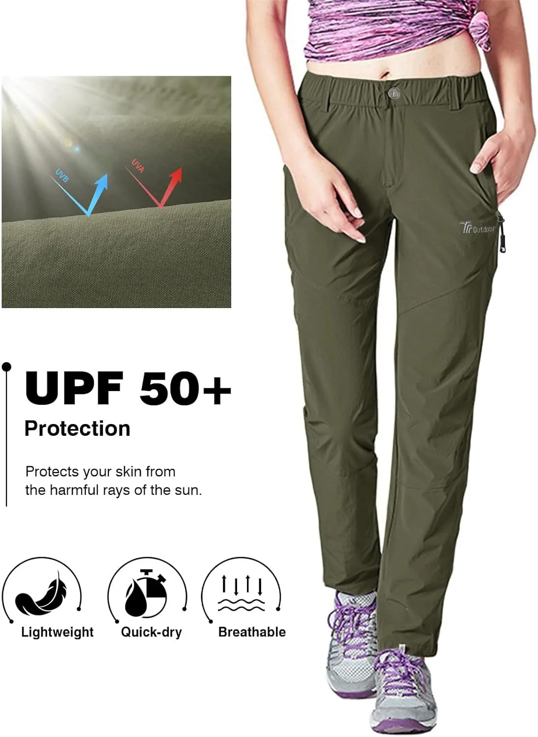 Rdruko Women's Hiking Pants Lightweight Quick Dry Water Resistant Outdoor Travel Fishing Pants with Pockets
