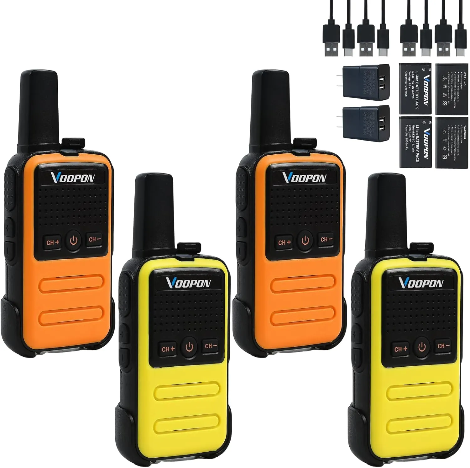 Rechargeable Mini Walkie Talkies C56TB for Adults Two Way Radios Long Range Compact Transceiver with USB C Charger for Family Hiking Camping Cruising Skiing Shop (4 Pack)