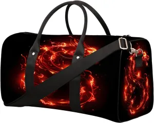 Red Dragon Cool Travel Duffel Bag for Women Men Small Sport Gym Bag Waterproof Weekender Overnight Lightweight Carry on Foldable Gym Bag for Training Swim Yoga Traveling Handbag