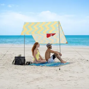 Red Suricata Teepee Beach Tent & Beach Canopy for 1-2 Persons, UPF50 Sun Beach Shade, Sunshade with 2 Aluminum Poles & Crossbar, 4 Robust Ground Anchor Screws - Compact & Lightweight (Akumal)
