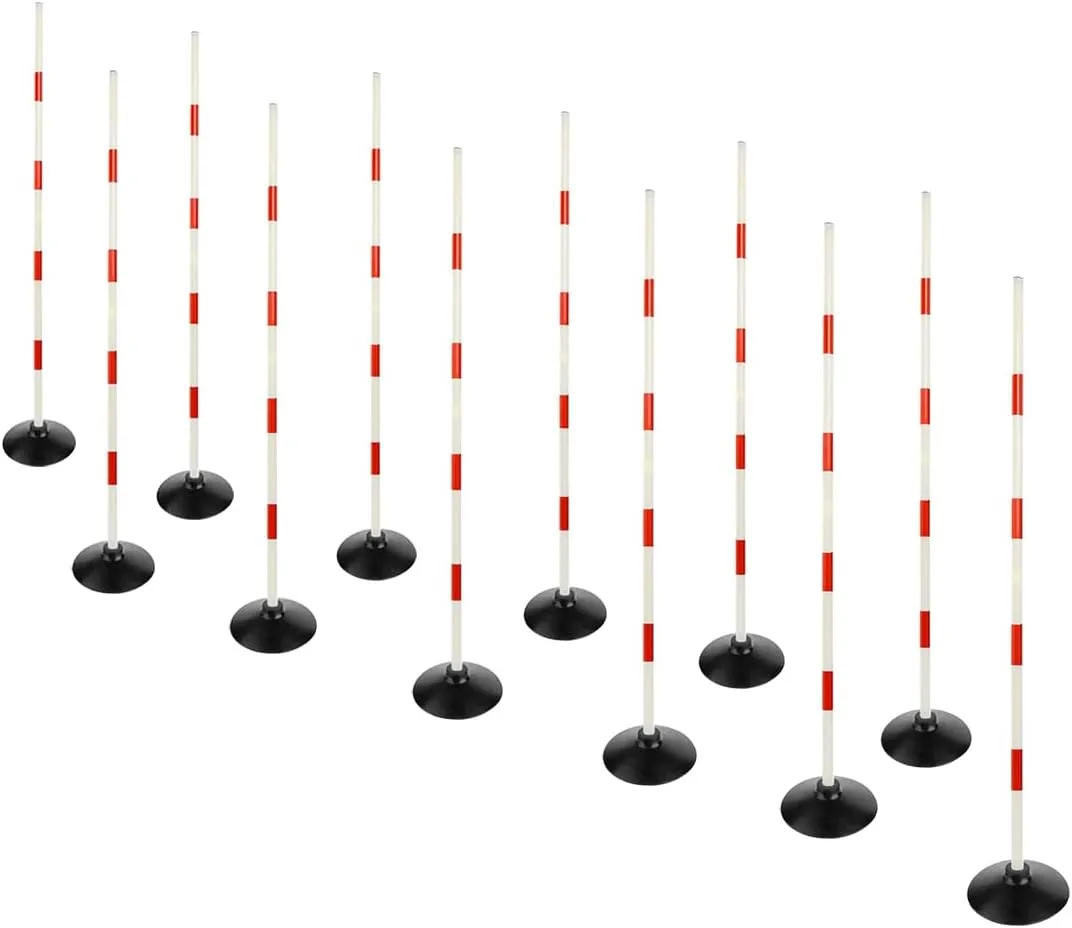 Red-White Soccer Agility Pole Set Rubber Base Dribbling Stick Traffic Warning Sign Pole Multifunctional Training Pole