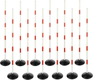 Red-White Soccer Agility Pole Set Rubber Base Dribbling Stick Traffic Warning Sign Pole Multifunctional Training Pole