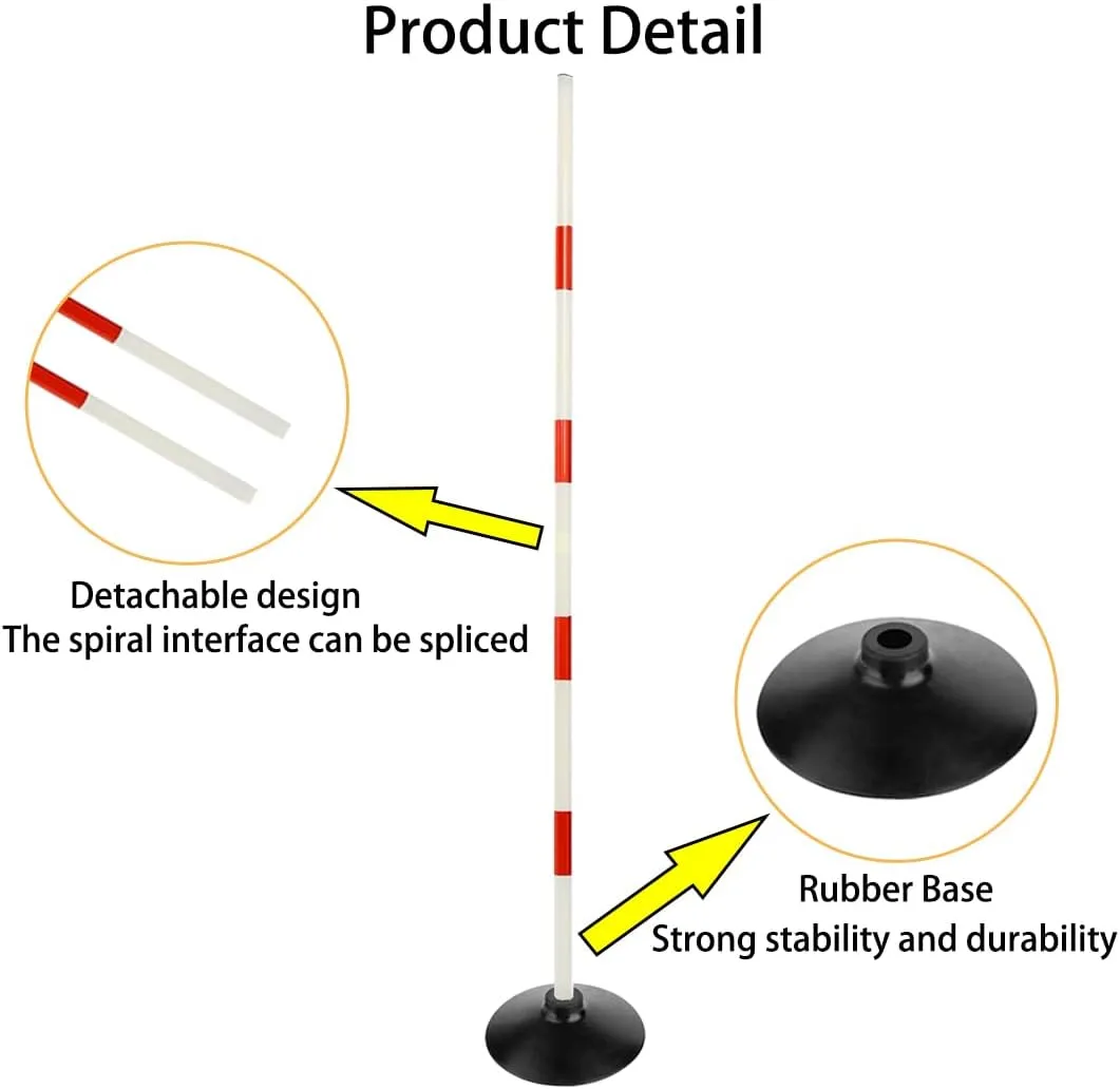 Red-White Soccer Agility Pole Set Rubber Base Dribbling Stick Traffic Warning Sign Pole Multifunctional Training Pole