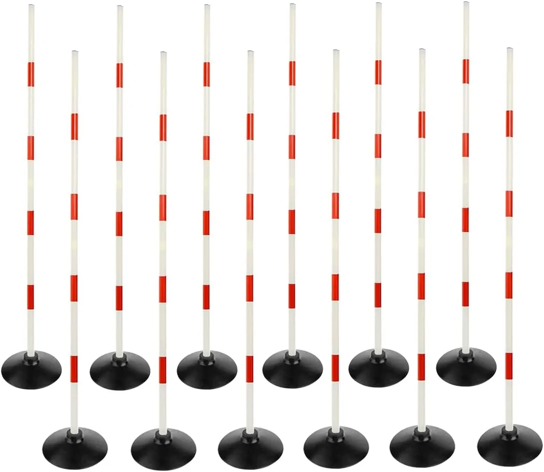Red-White Soccer Agility Pole Set Rubber Base Dribbling Stick Traffic Warning Sign Pole Multifunctional Training Pole