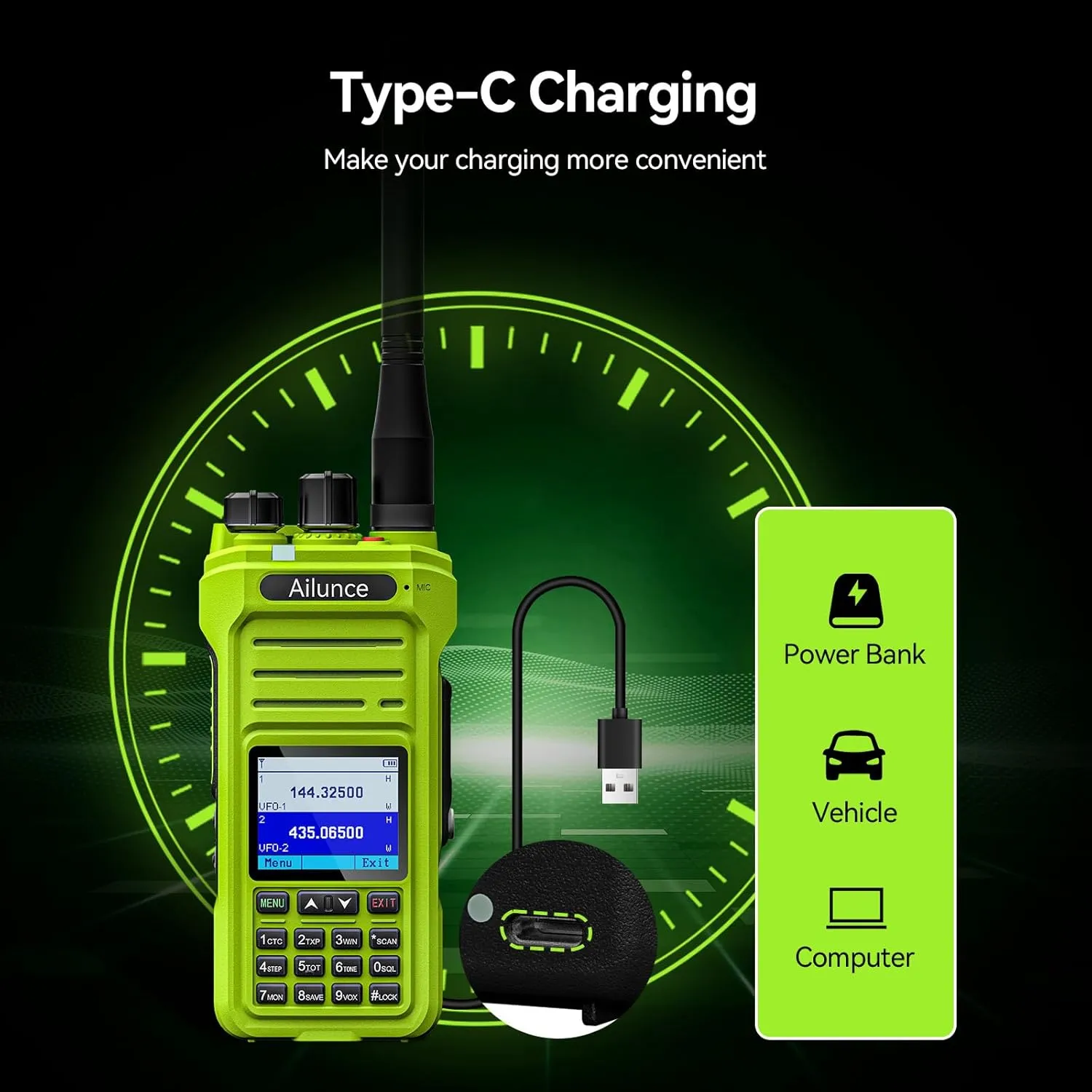 Retevis Ailunce HA1G GMRS Handheld Radio, with 14.8IN Flexible Whip SMA-Male Antenna, IP67 Waterproof, NOAA, 2800 mAh Battery, USB C Charging, Two Way Radio Long Range for Adventure Survival(2 Pack)