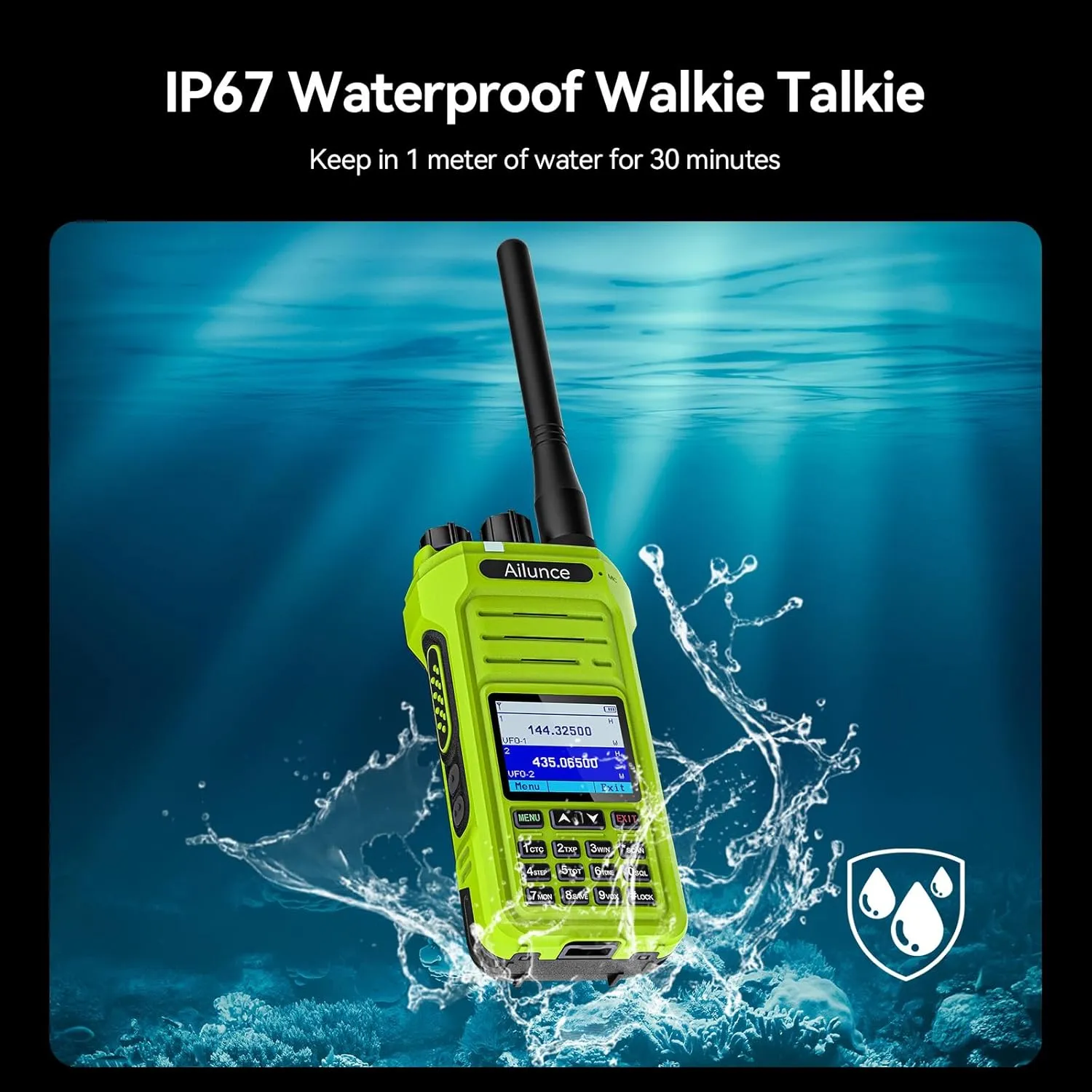Retevis Ailunce HA1G GMRS Handheld Radio, with 14.8IN Flexible Whip SMA-Male Antenna, IP67 Waterproof, NOAA, 2800 mAh Battery, USB C Charging, Two Way Radio Long Range for Adventure Survival(2 Pack)