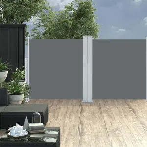 Retractable Side Awning Privacy Screen Anthracite 47.2"x236.2" Adjustable Sun Shade with UV-Resistant Fabric for Patio Garden Balcony Outdoor Wind Protection