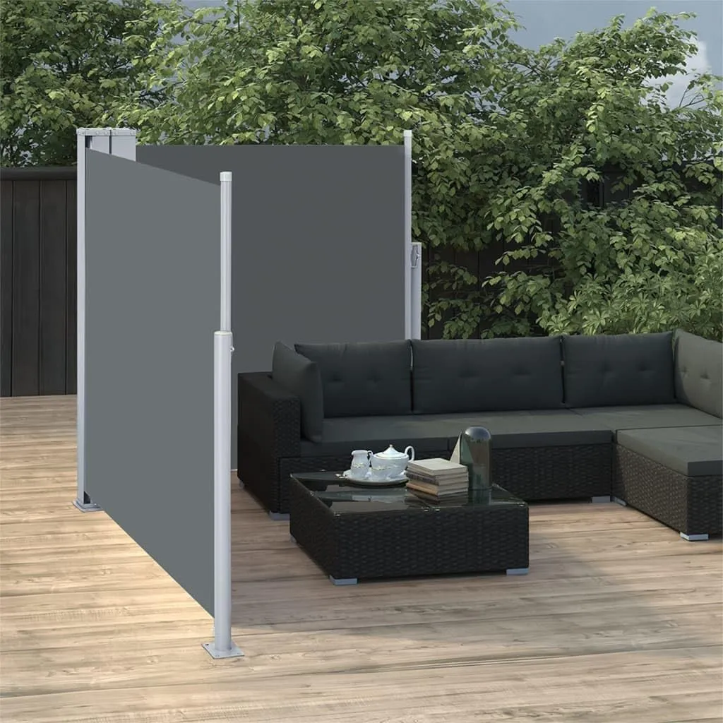 Retractable Side Awning Privacy Screen Anthracite 47.2"x236.2" Adjustable Sun Shade with UV-Resistant Fabric for Patio Garden Balcony Outdoor Wind Protection